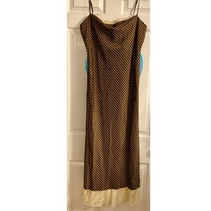 NWT🏷️ANTONIO MELANI x COURTNEY GROW Black, Brown & Cream Eclectic Slip Dress